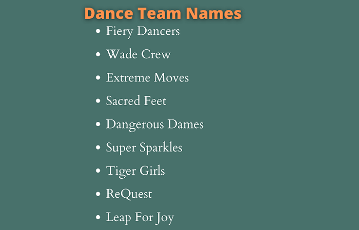 Creative Dance Team Name Ideas